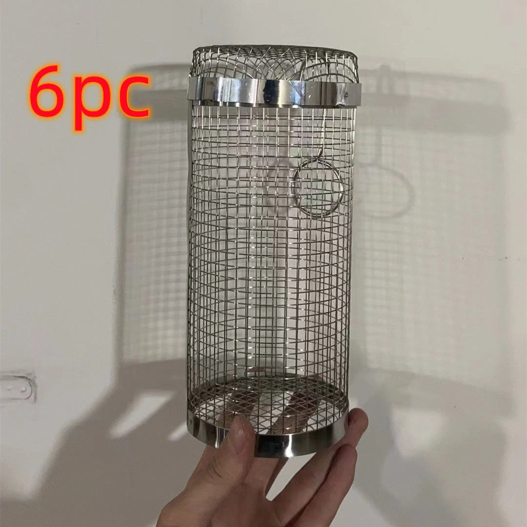 Rolling Grilling Basket Metal BBQ Barbecue Basket Net Portable Outdoor Camping Barbecue Rack Kitchen Gadgets null