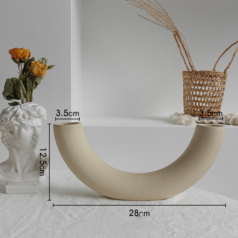 Simplicity Ceramic Vase Dry Flower Arrangement Home Decoration Ornament Living Room Display Art Vases null