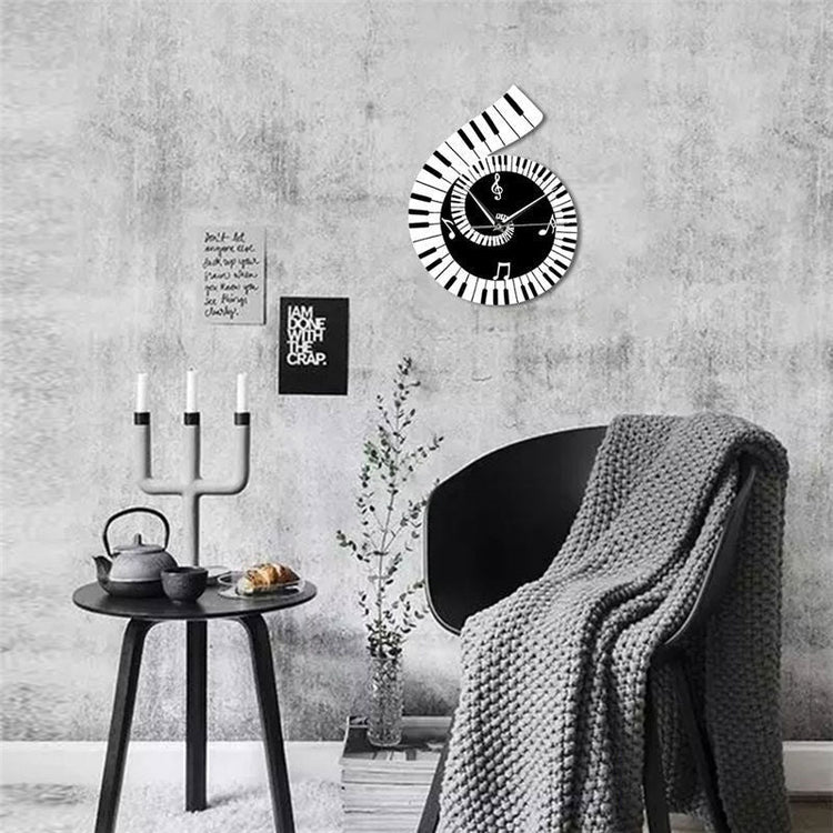 Decoration Wall Clock Treble Clef Piano Keyboard Musical Notes Irregular Decoration Clock Wall Clock Cross-border null