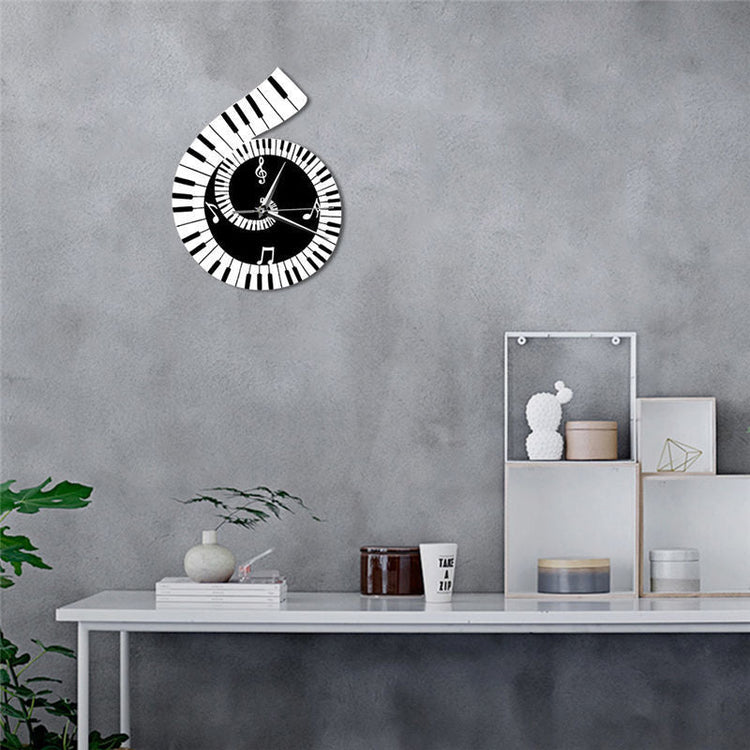 Decoration Wall Clock Treble Clef Piano Keyboard Musical Notes Irregular Decoration Clock Wall Clock Cross-border null