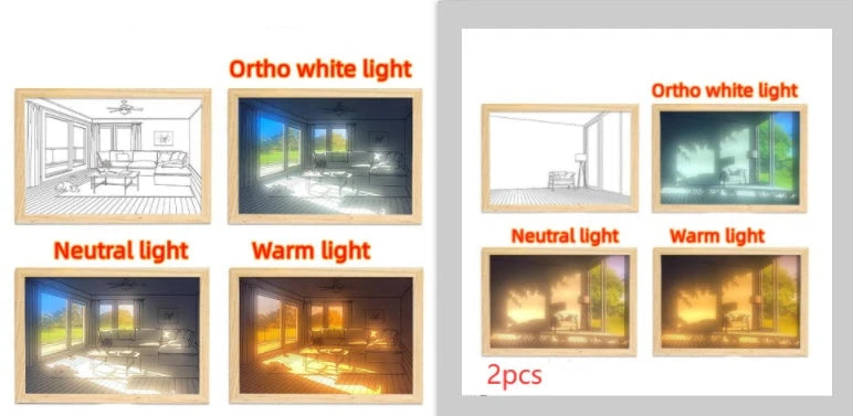 Illuminated Picture LED Decorative Light Painting Bedside Picture Style Creative Modern Simulate Sunshine Drawing Night Light Gift null