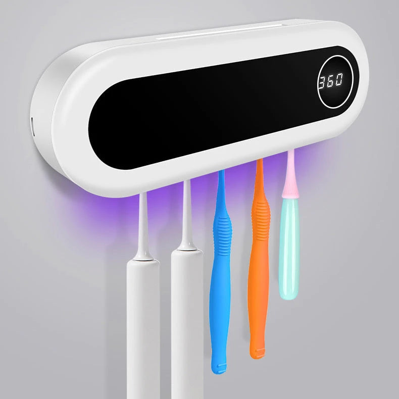 Wall Mounted Toothbrush Holder Smart Toothbrush UV Sterilizer Holder Toothpaste Dispenser Squeezer For Bathroom Accessories null