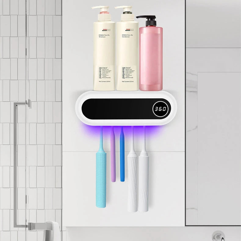 Wall Mounted Toothbrush Holder Smart Toothbrush UV Sterilizer Holder Toothpaste Dispenser Squeezer For Bathroom Accessories null