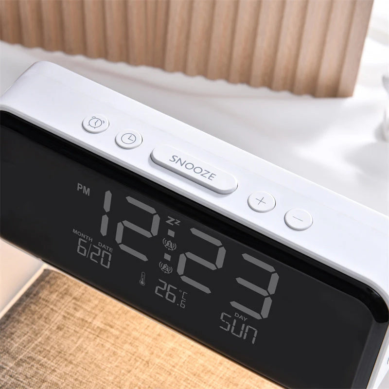 Creative 3 In 1 Bedside Lamp Wireless Charging LCD Screen Alarm Clock Wireless Phone Charger null