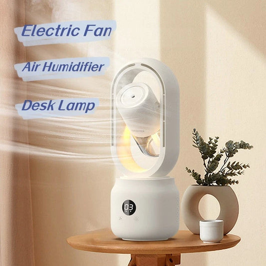 Summer Water Cooled Spray Mist Electric Fan USB Rechargeable Portable Wireless Air Humidifier Bladeless Ventilator Table Fan null