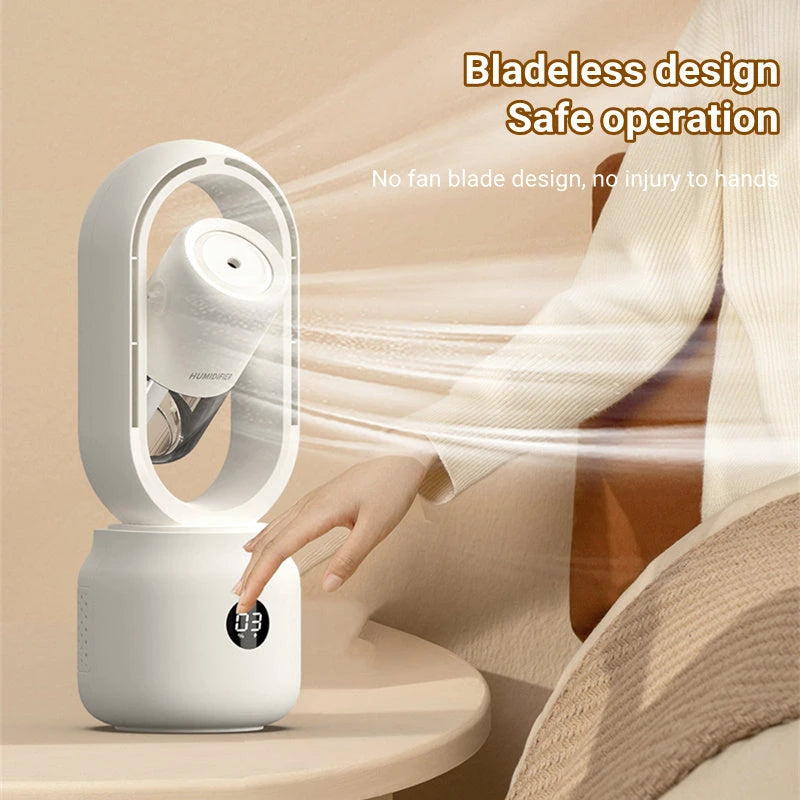 Summer Water Cooled Spray Mist Electric Fan USB Rechargeable Portable Wireless Air Humidifier Bladeless Ventilator Table Fan null