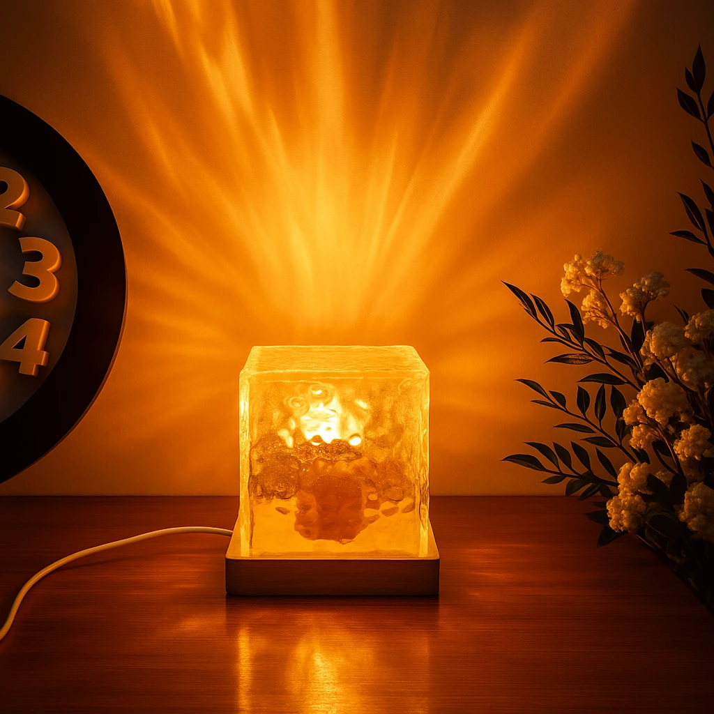 Dynamic Rotating Water Ripple Projector Night Light 3/16 Colors Flame Crystal Lamp for Living Room Study Bedroom Rotating Light Trendy Home Improvements