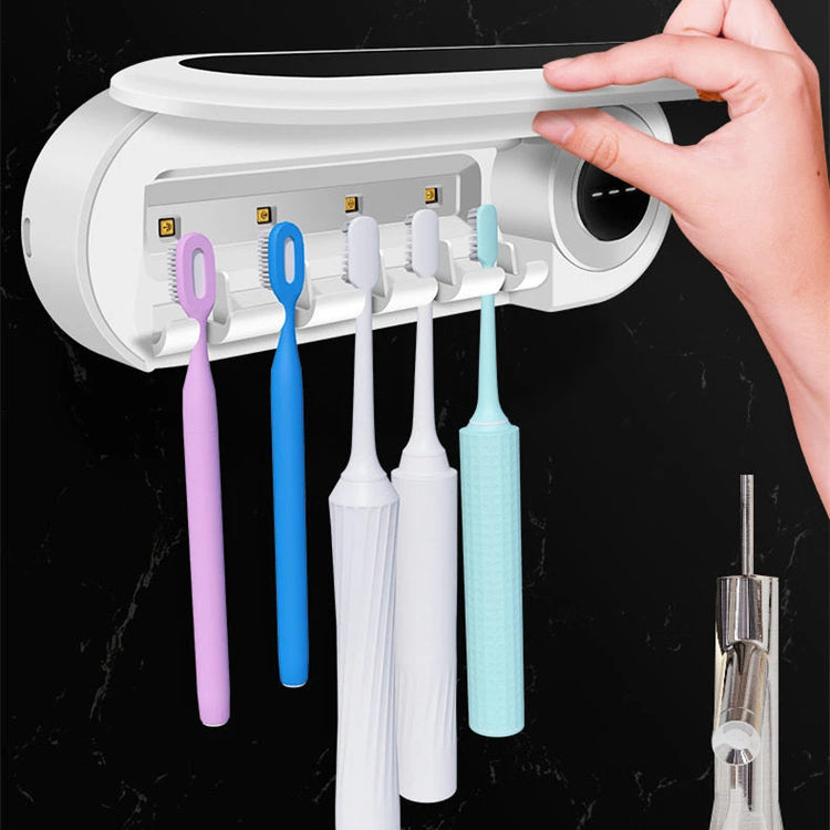 Wall Mounted Toothbrush Holder Smart Toothbrush UV Sterilizer Holder Toothpaste Dispenser Squeezer For Bathroom Accessories null