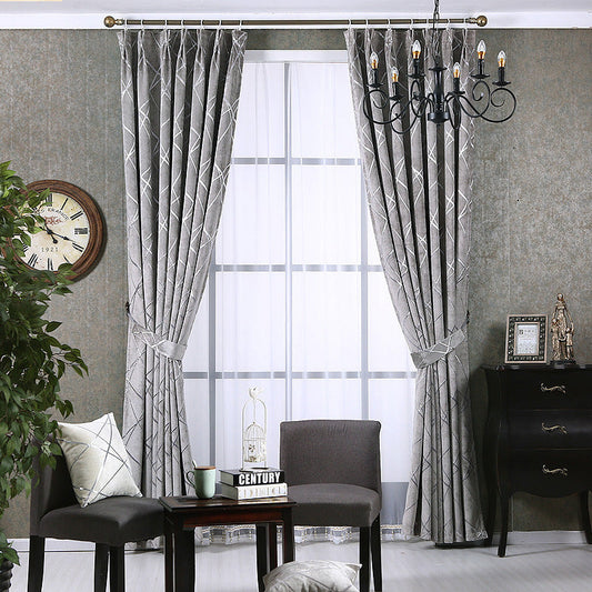 Solid Color Simple Modern Light Luxury Living Room Chenille Blackout Curtains null