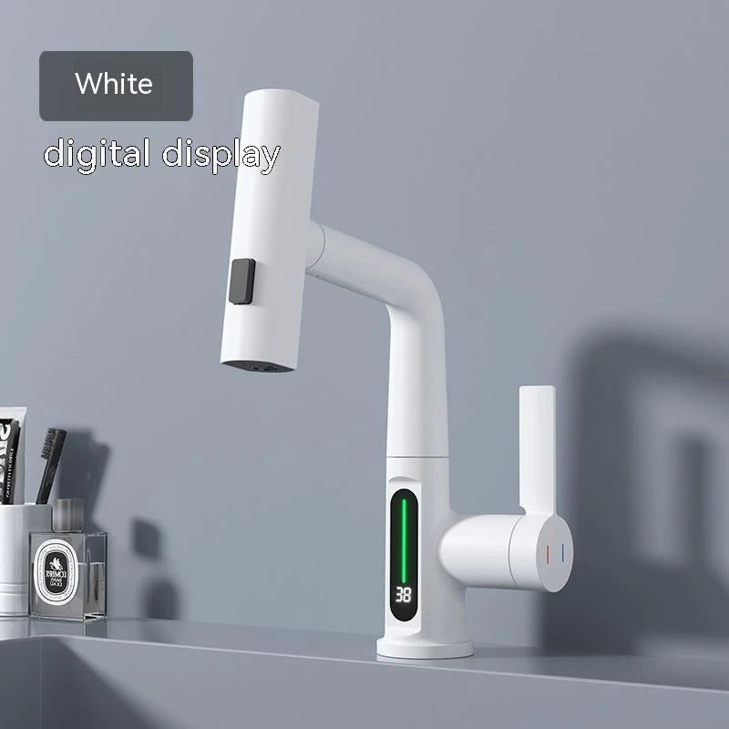 Intelligent Digital Display Faucet Pull-out Basin Faucet Temperature Digital Display Rotation null