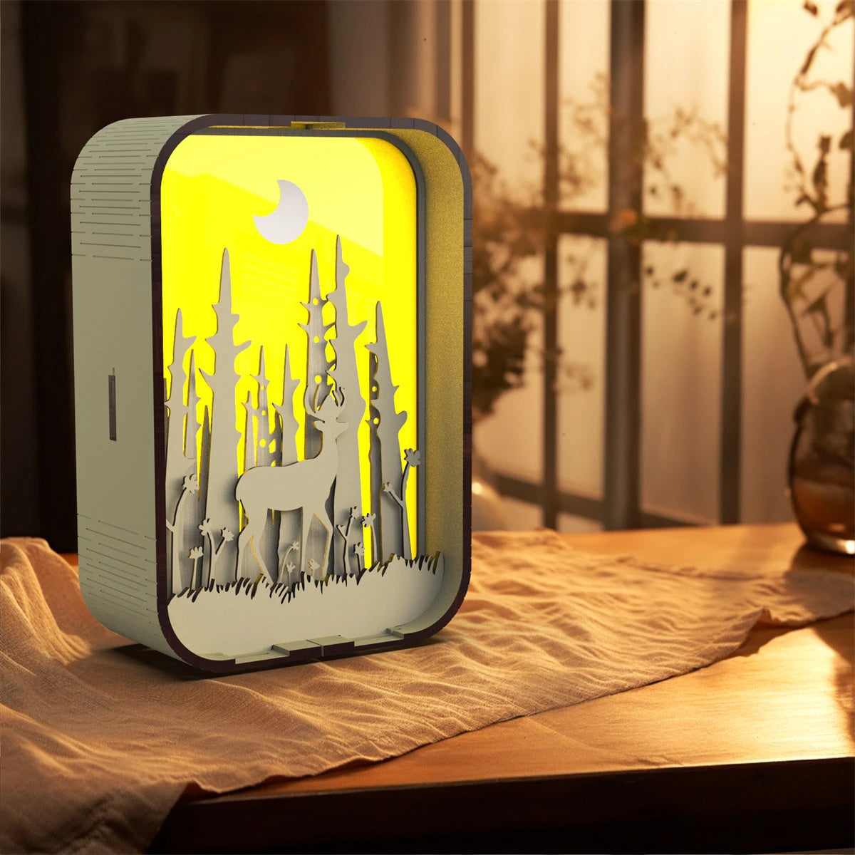 Woodcarving Light Creative Gift Minimalist Bedside Night Light Decoration Desktop Decoration Birthday Gift null