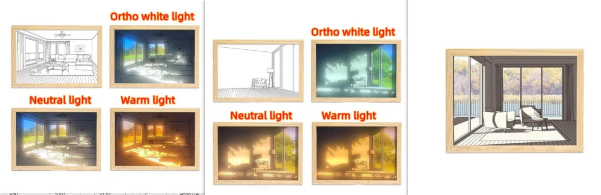 Illuminated Picture LED Decorative Light Painting Bedside Picture Style Creative Modern Simulate Sunshine Drawing Night Light Gift null