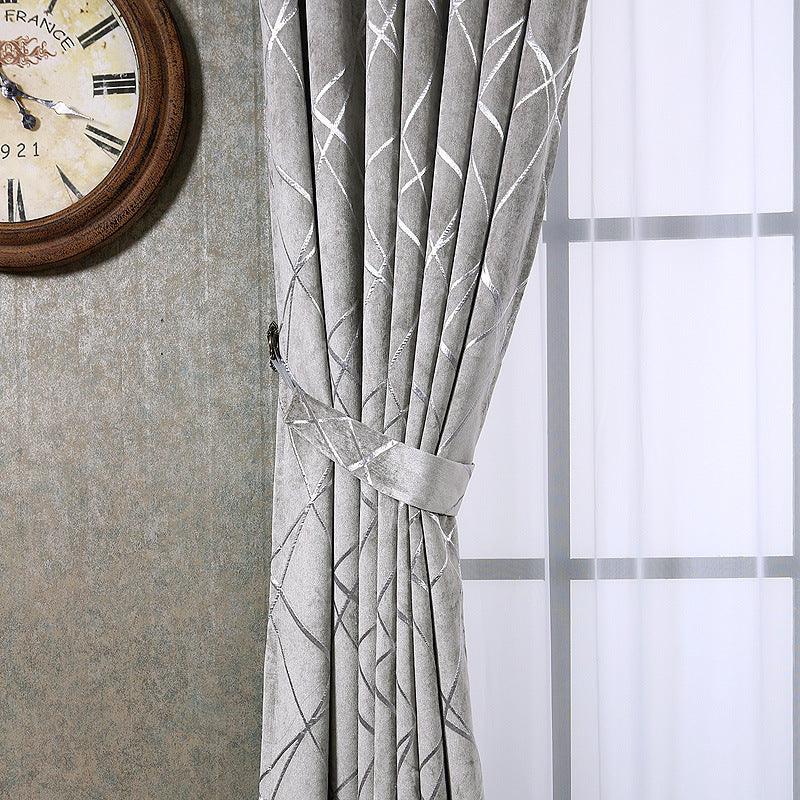 Solid Color Simple Modern Light Luxury Living Room Chenille Blackout Curtains null