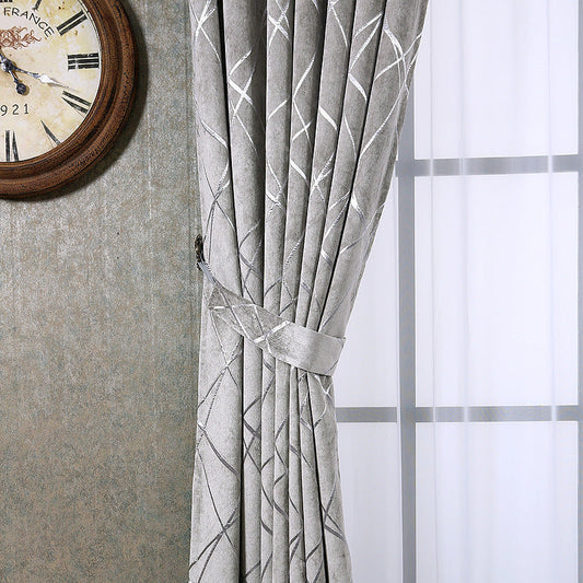 Solid Color Simple Modern Light Luxury Living Room Chenille Blackout Curtains null