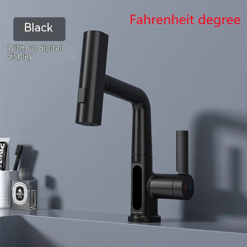 Intelligent Digital Display Faucet Pull-out Basin Faucet Temperature Digital Display Rotation null