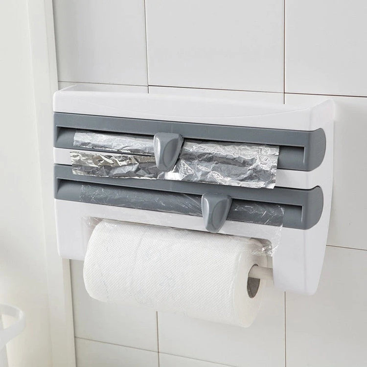 4-In-1 Kitchen Roll Holder Dispenser Kitchen Foil Film Wrap Tissue Paper 4 IN 1 Kitchen Roll Holder Dispenser null