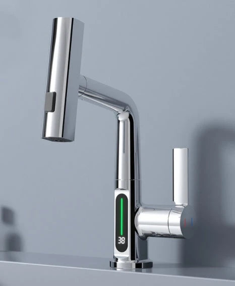 Intelligent Digital Display Faucet Pull-out Basin Faucet Temperature Digital Display Rotation null