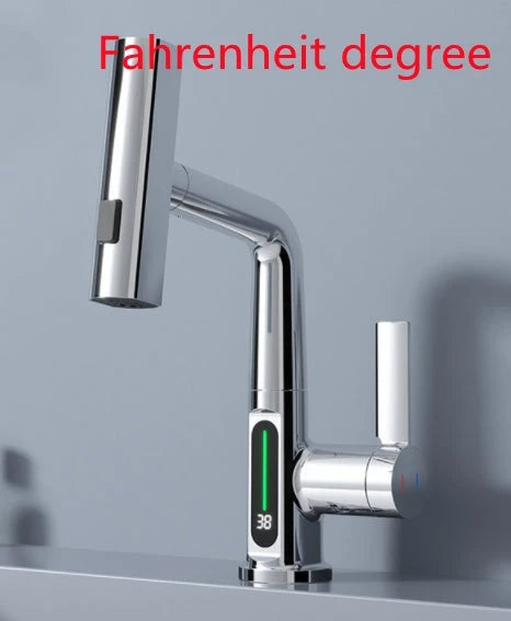Intelligent Digital Display Faucet Pull-out Basin Faucet Temperature Digital Display Rotation null