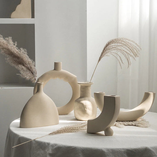 Simplicity Ceramic Vase Dry Flower Arrangement Home Decoration Ornament Living Room Display Art Vases null