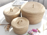 Japanese Style Linen Table Top Sundries Storage Basket null
