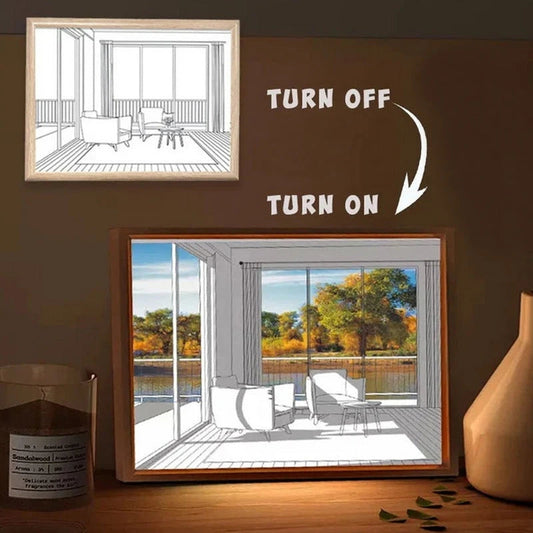 Illuminated Picture LED Decorative Light Painting Bedside Picture Style Creative Modern Simulate Sunshine Drawing Night Light Gift null