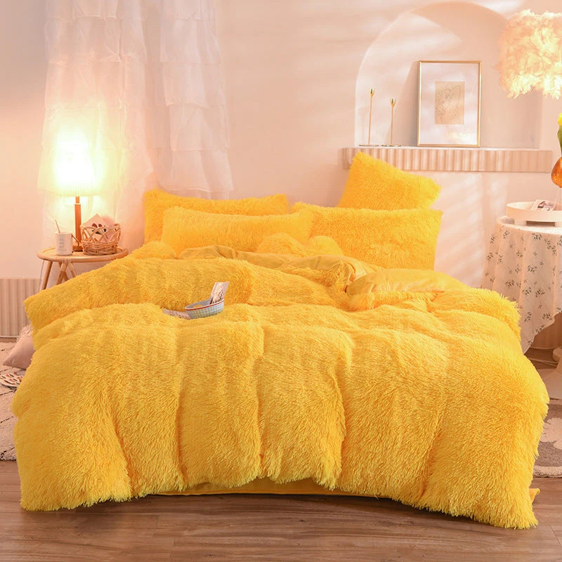 Luxury Thick Fleece Duvet Cover Queen King Winter Warm Bed Quilt Cover Pillowcase Fluffy Plush Shaggy Bedclothes Bedding Set Winter Body Keep Warm null