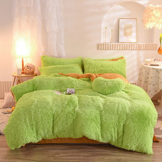 Luxury Thick Fleece Duvet Cover Queen King Winter Warm Bed Quilt Cover Pillowcase Fluffy Plush Shaggy Bedclothes Bedding Set Winter Body Keep Warm null