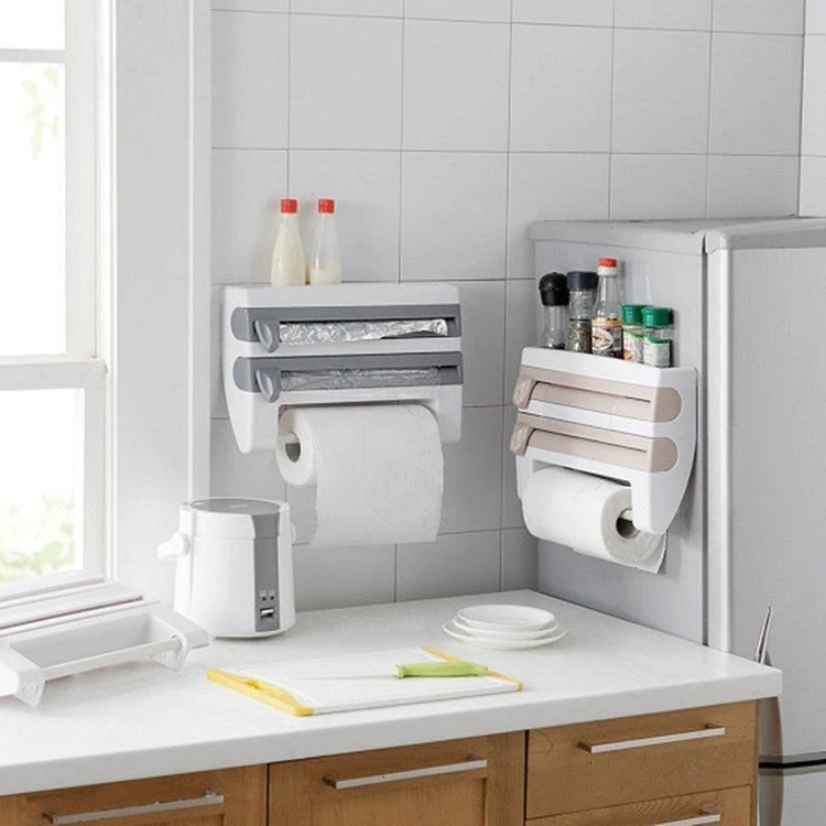 4-In-1 Kitchen Roll Holder Dispenser Kitchen Foil Film Wrap Tissue Paper 4 IN 1 Kitchen Roll Holder Dispenser null
