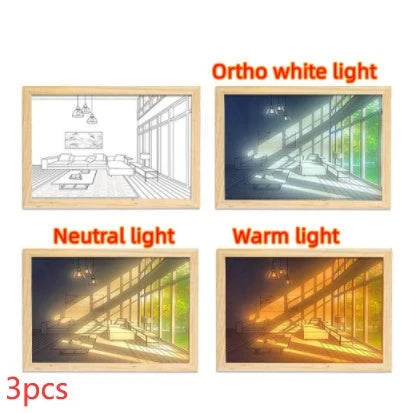 Illuminated Picture LED Decorative Light Painting Bedside Picture Style Creative Modern Simulate Sunshine Drawing Night Light Gift null