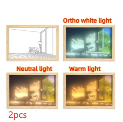 Illuminated Picture LED Decorative Light Painting Bedside Picture Style Creative Modern Simulate Sunshine Drawing Night Light Gift null