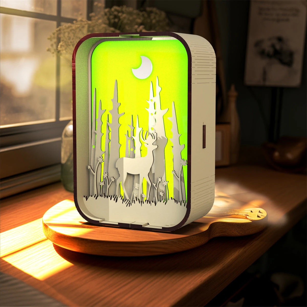 Woodcarving Light Creative Gift Minimalist Bedside Night Light Decoration Desktop Decoration Birthday Gift null