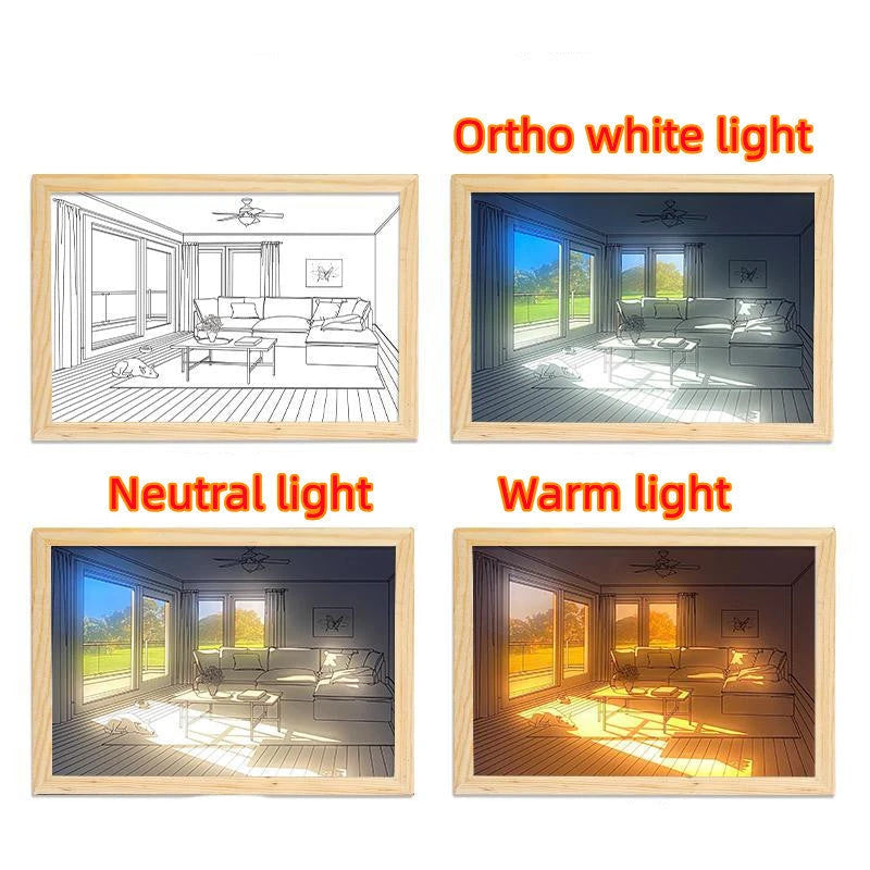 Illuminated Picture LED Decorative Light Painting Bedside Picture Style Creative Modern Simulate Sunshine Drawing Night Light Gift null