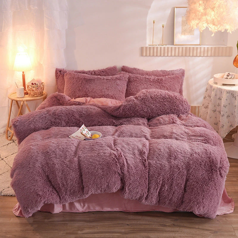 Luxury Thick Fleece Duvet Cover Queen King Winter Warm Bed Quilt Cover Pillowcase Fluffy Plush Shaggy Bedclothes Bedding Set Winter Body Keep Warm null