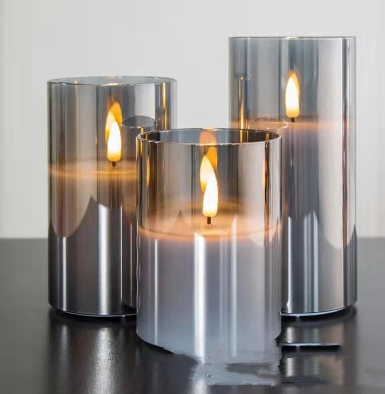 Electroplated Glass LED Electronic Candle Lights Wholesale Rechargeable null