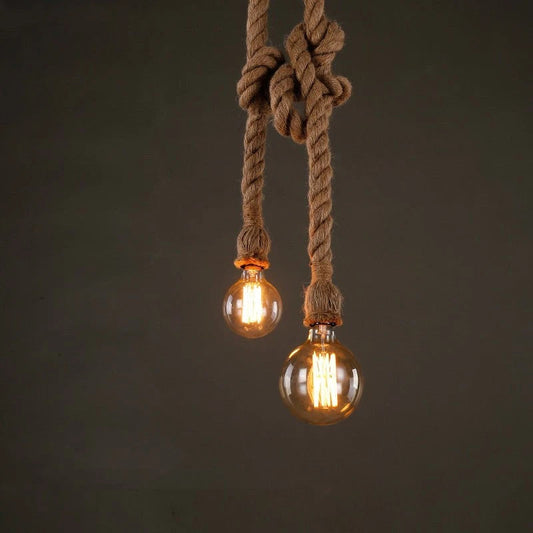 Hemp Rope Chandelier Vintage Industrial Style Bar Restaurant Coffee Clothing Store null