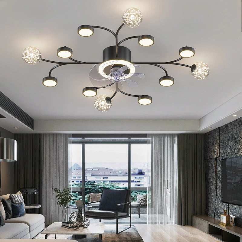Modern Smart Bedroom Ceiling Fan Lamp null