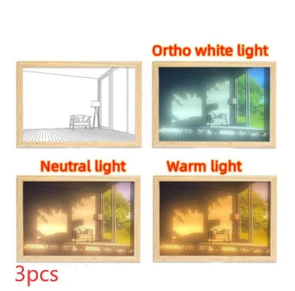 Illuminated Picture LED Decorative Light Painting Bedside Picture Style Creative Modern Simulate Sunshine Drawing Night Light Gift null