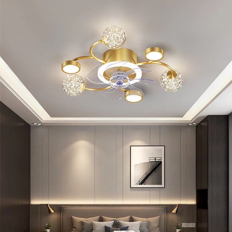 Modern Smart Bedroom Ceiling Fan Lamp null