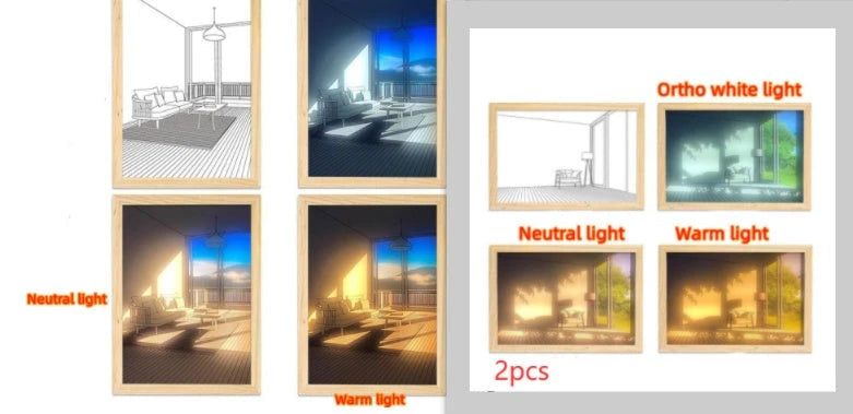 Illuminated Picture LED Decorative Light Painting Bedside Picture Style Creative Modern Simulate Sunshine Drawing Night Light Gift null