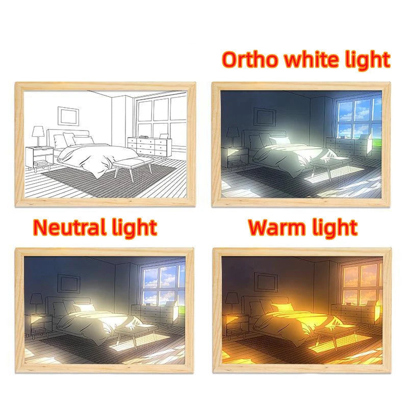 Illuminated Picture LED Decorative Light Painting Bedside Picture Style Creative Modern Simulate Sunshine Drawing Night Light Gift null