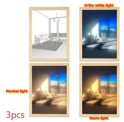 Illuminated Picture LED Decorative Light Painting Bedside Picture Style Creative Modern Simulate Sunshine Drawing Night Light Gift null