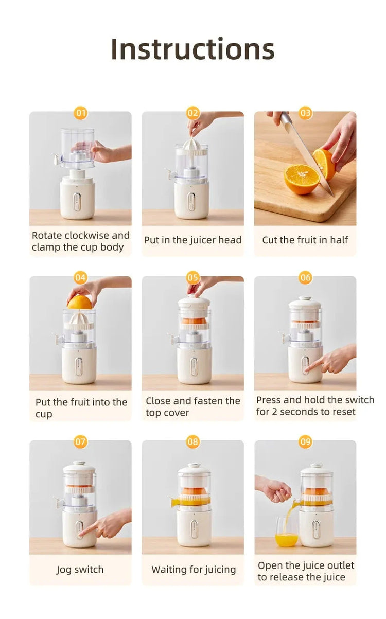 Multifunctional Wireless Electric Juicer Steel Orange Lemon Blender USB Portable Mini Fruit Squeezer Pressure Juicer Kitchen null