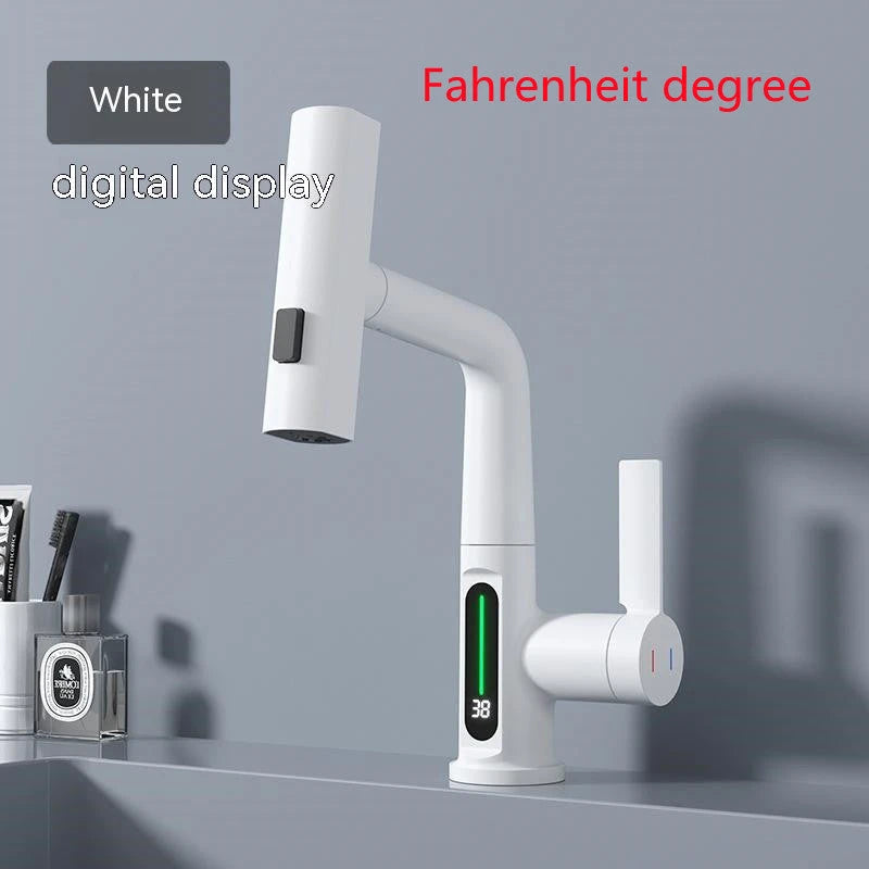 Intelligent Digital Display Faucet Pull-out Basin Faucet Temperature Digital Display Rotation null