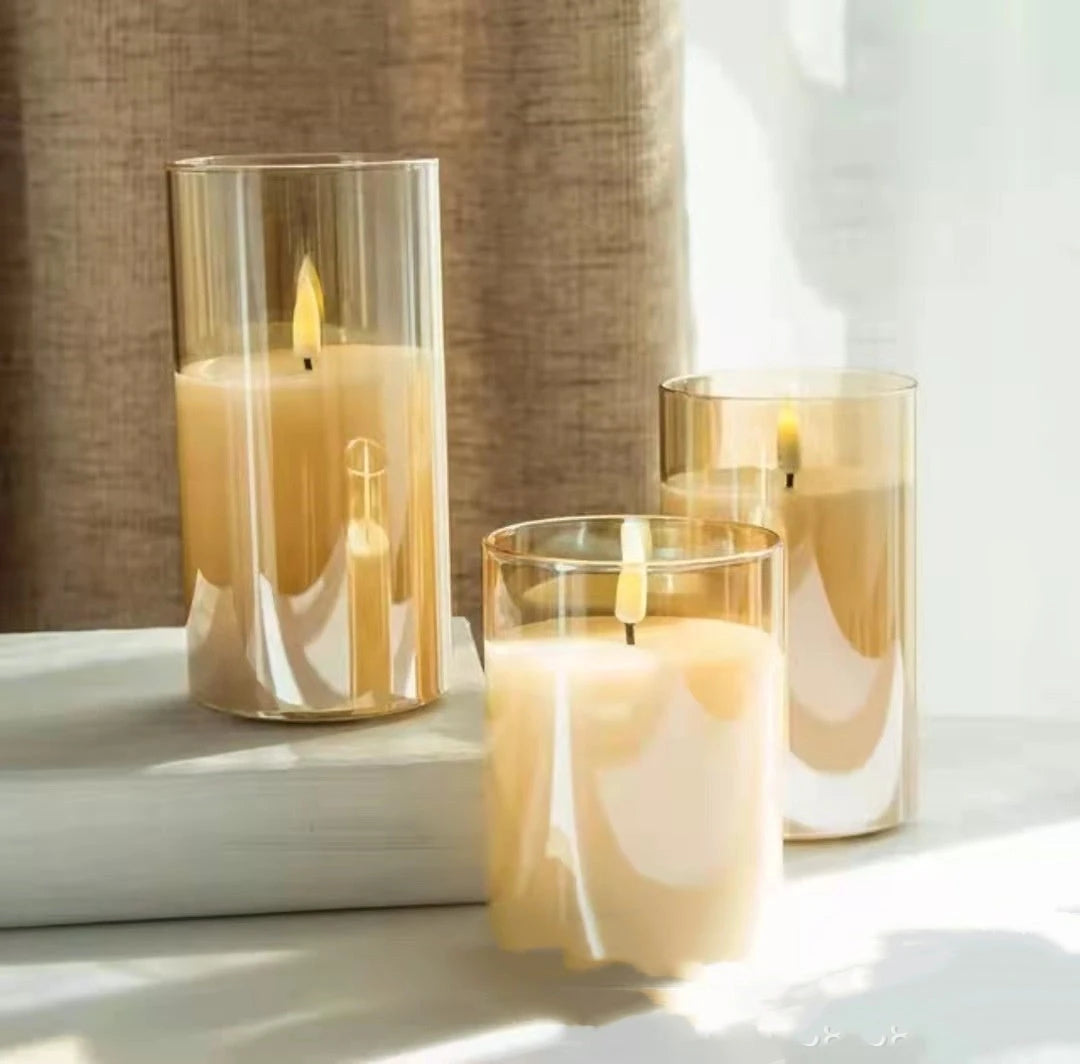 Electroplated Glass LED Electronic Candle Lights Wholesale Rechargeable null