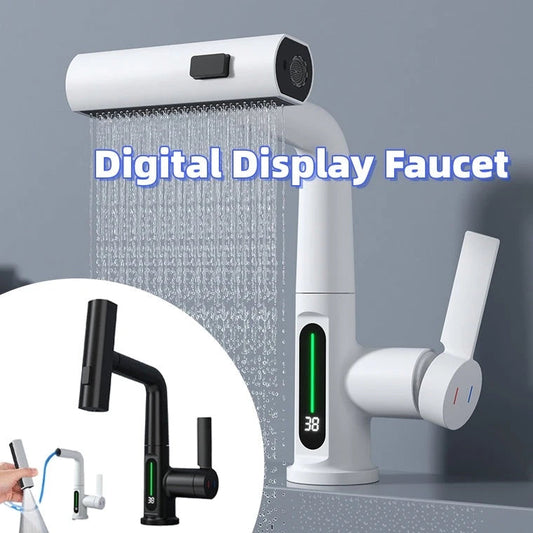 Intelligent Digital Display Faucet Pull-out Basin Faucet Temperature Digital Display Rotation null