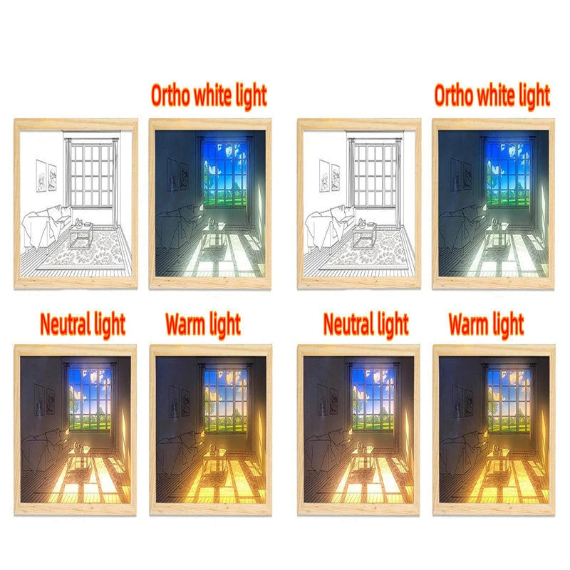 Illuminated Picture LED Decorative Light Painting Bedside Picture Style Creative Modern Simulate Sunshine Drawing Night Light Gift null