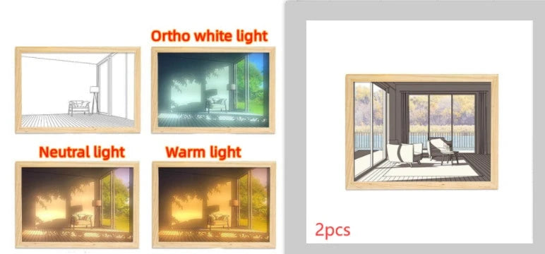 Illuminated Picture LED Decorative Light Painting Bedside Picture Style Creative Modern Simulate Sunshine Drawing Night Light Gift null