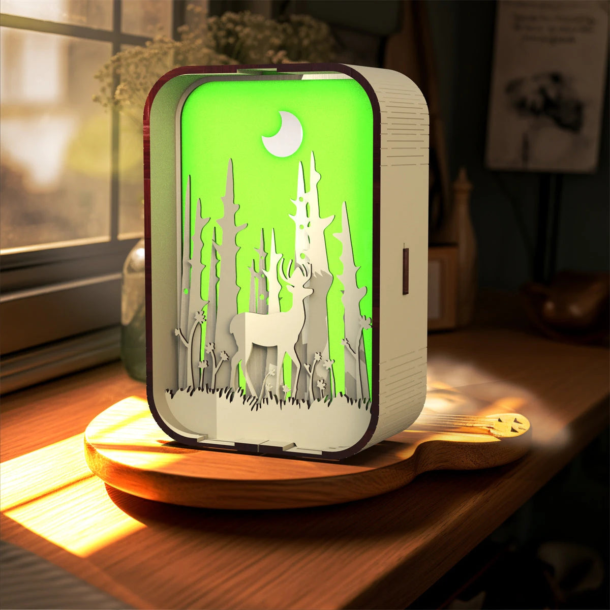 Woodcarving Light Creative Gift Minimalist Bedside Night Light Decoration Desktop Decoration Birthday Gift null