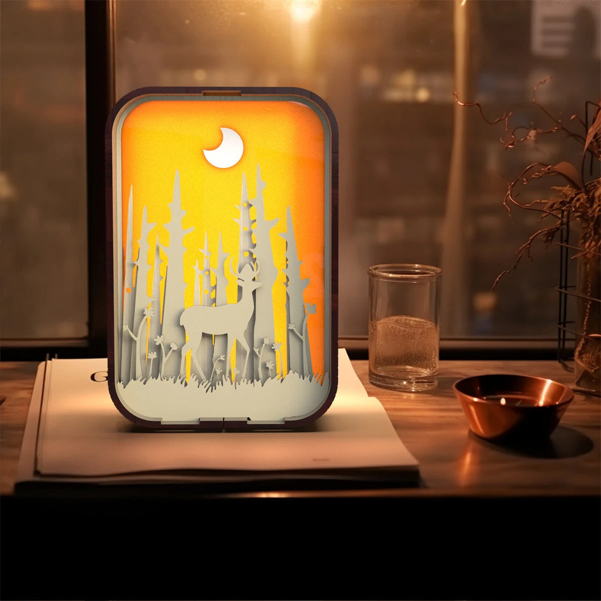 Woodcarving Light Creative Gift Minimalist Bedside Night Light Decoration Desktop Decoration Birthday Gift null