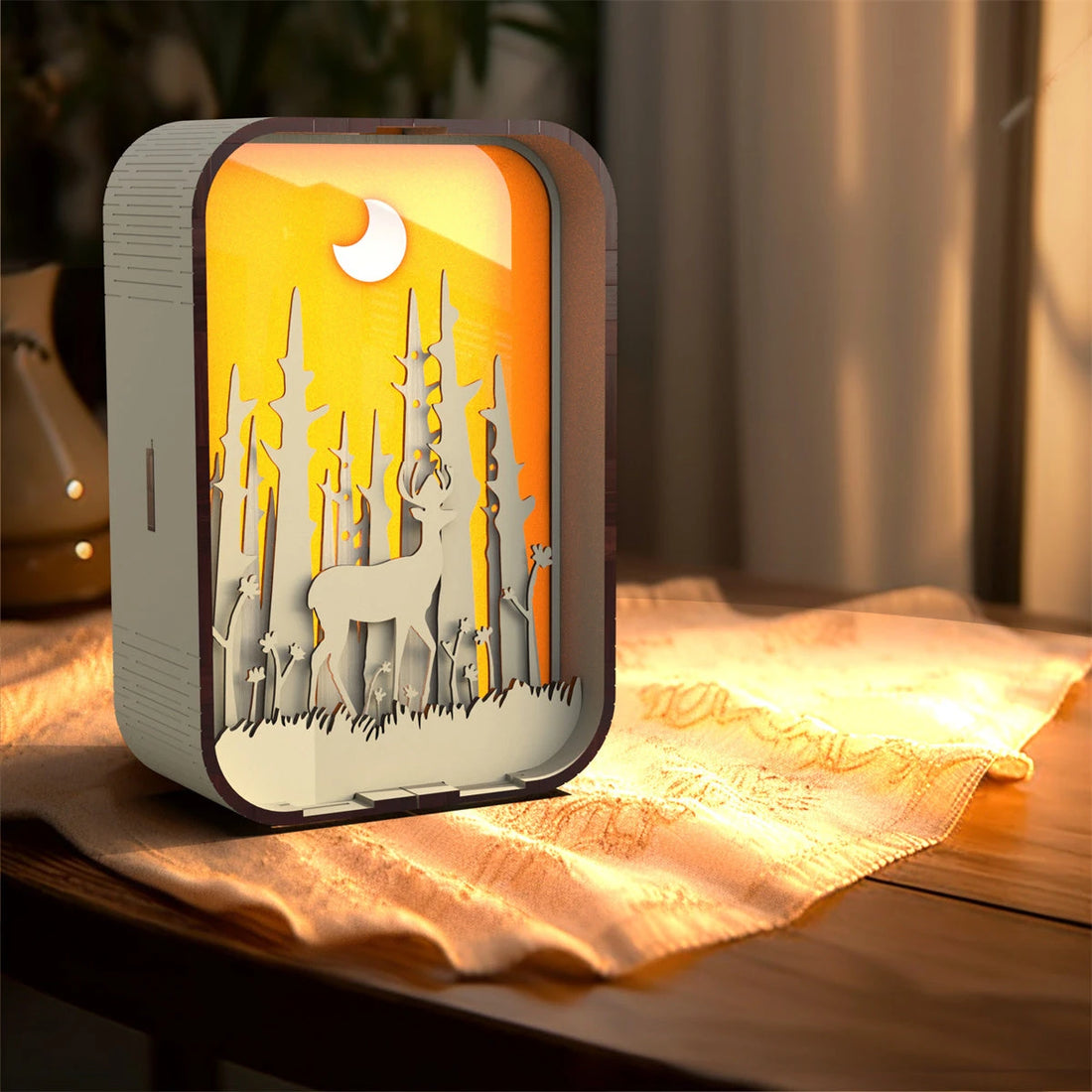 Woodcarving Light Creative Gift Minimalist Bedside Night Light Decoration Desktop Decoration Birthday Gift null